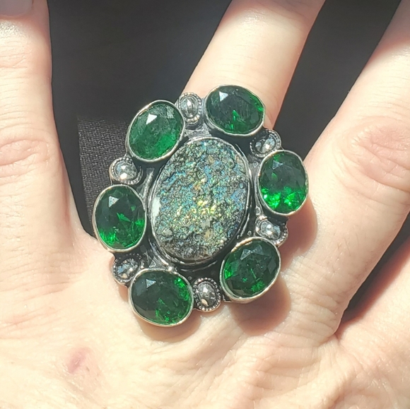 New Chrome Diopside 925 Silver Statement Ring. - Picture 3 of 13